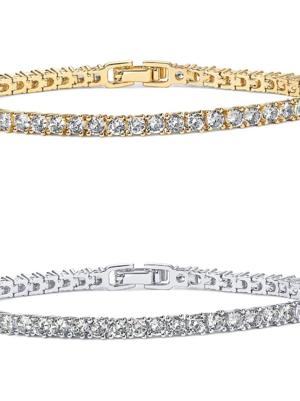 14K Gold Plated 3mm Cubic Zirconia Classic Tennis Bracelet | Gold Bracelets for